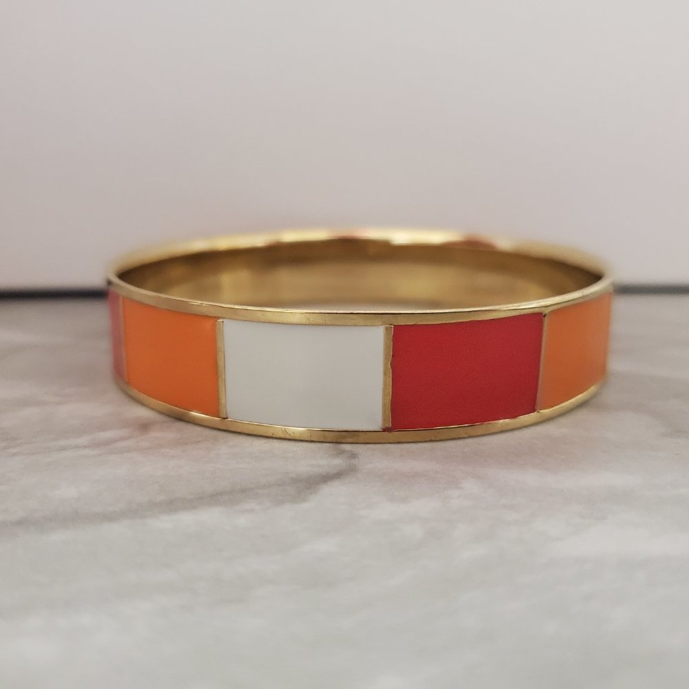J. Crew Orange, White and Red Enamel Bangle Bracelet - Picture 3 of 6